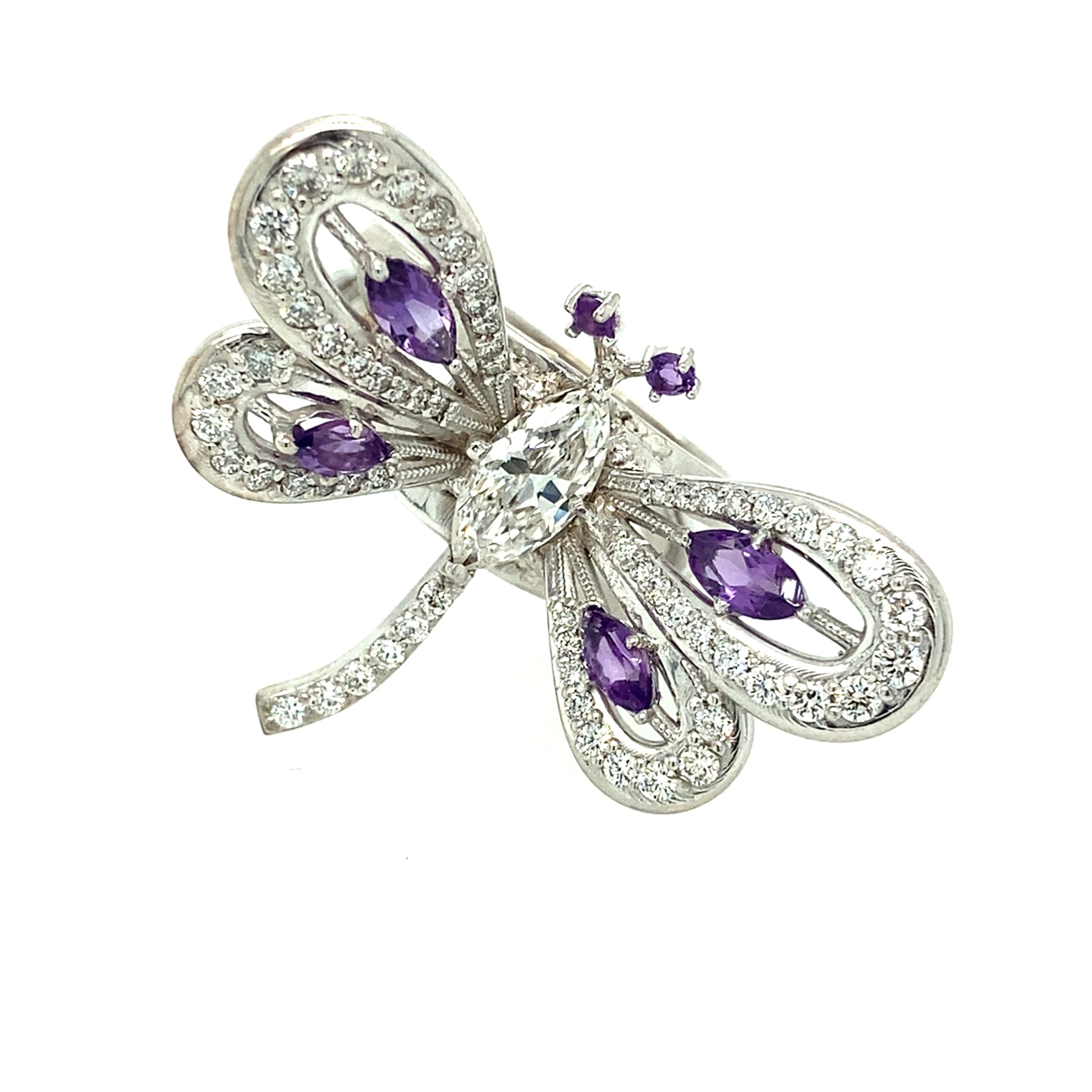 diamond and gemstone butterfly brooch