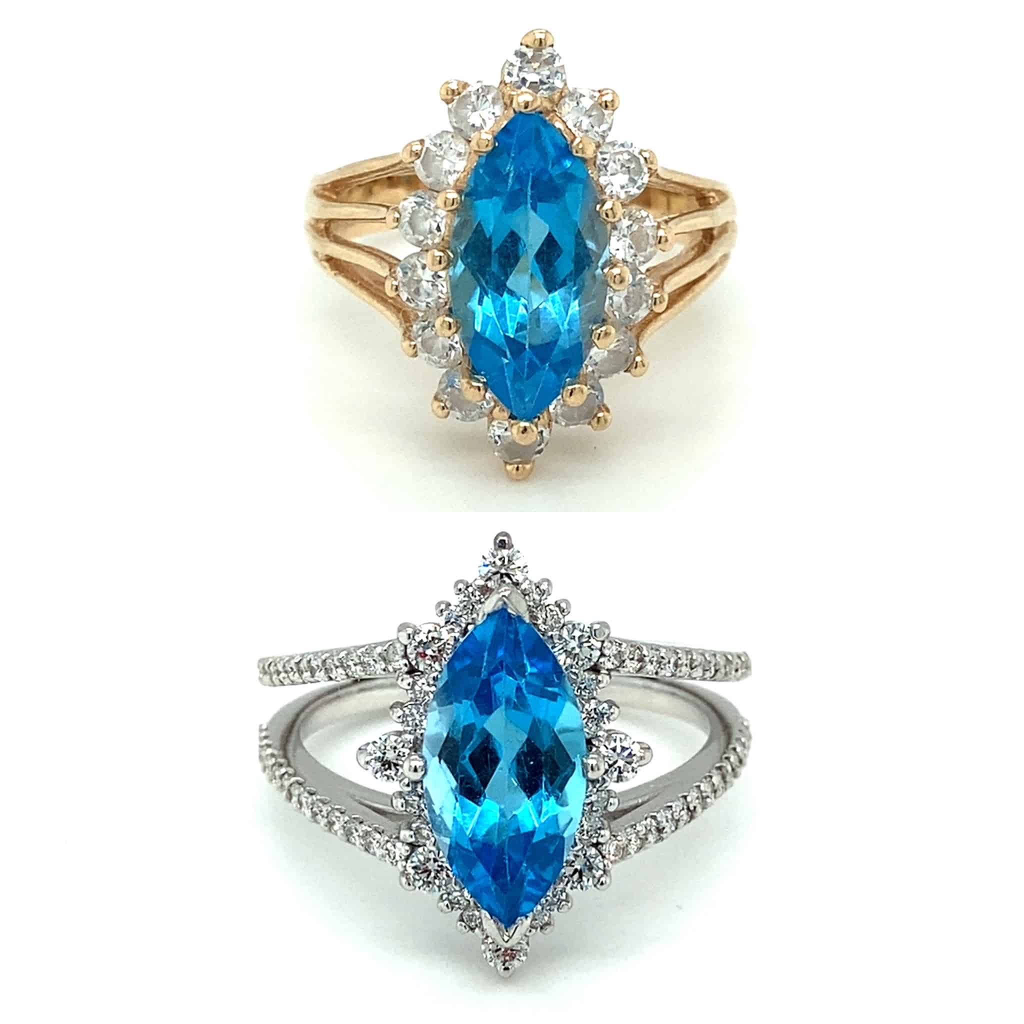 restyled jewelry gemstone and diamonds ring