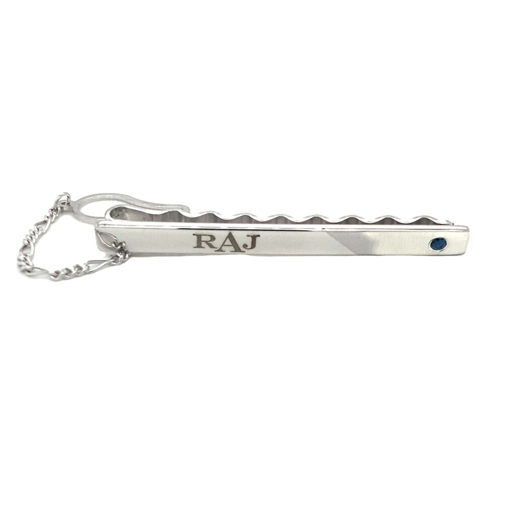 Tie clip with monogram letters RAJ