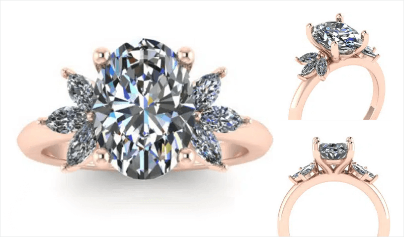 digital mockups of ring jewelry design